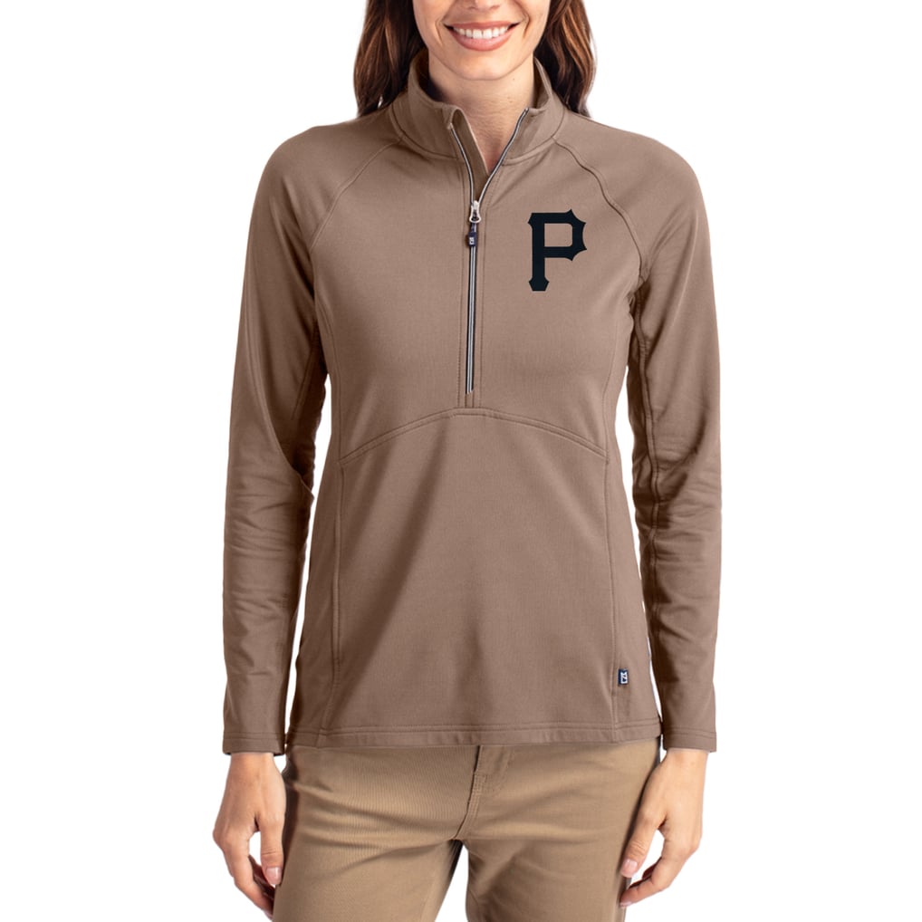 Pittsburgh Pirates Cutter & Buck Women's Adapt Eco Knit Stretch Half-Zip Pullover - Brown