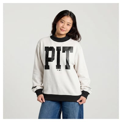 Pittsburgh Pirates Fanatics Women's City Abbreviation Funnel Neck Fleece Sweatshirt - Cream