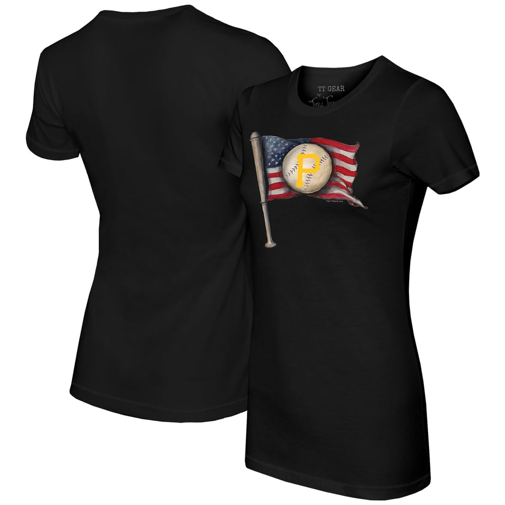 Pittsburgh Pirates Tiny Turnip Women's Baseball Flag T-Shirt - Black