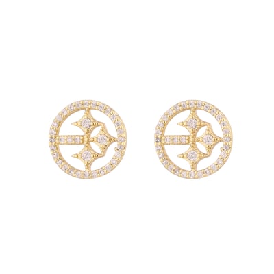  Pittsburgh Steelers LUV AJ  Pave Logo Stud Earrings - Gold