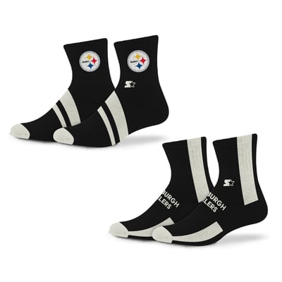 Pittsburgh Steelers Starter  Summit Stripe 2-Pair Pack Quarter Socks - Black
