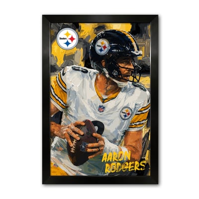 Aaron Rodgers Pittsburgh Steelers 27" x 39" Framed Football Player Action Portrait – Artist Series Print