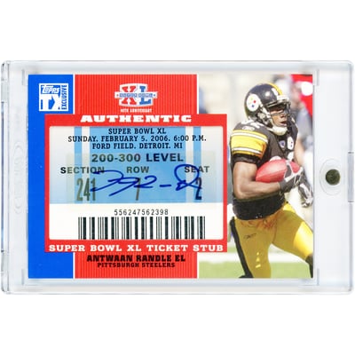 Antwaan Randle El Pittsburgh Steelers Autographed 2007 Topps TX Exclusive Super Bowl XL Ticket Stub #SB-ARE Card