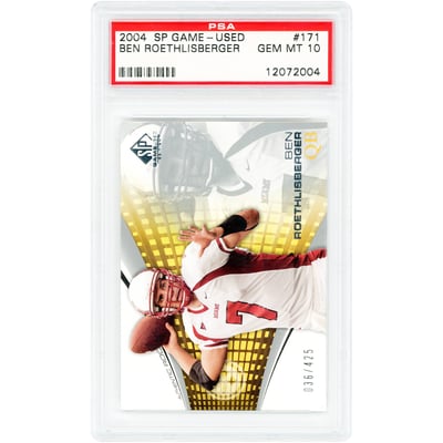 Ben Roethlisberger Pittsburgh Steelers 2004 Upper Deck SP Game Used #171 #36/425 PSA Authenticated 10 Rookie Card 