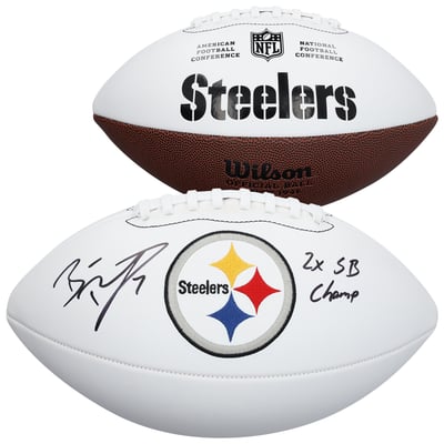 Ben Roethlisberger Pittsburgh Steelers Autographed Fanatics Authentic Wilson White Panel Football with "2x SB Champ" Inscription