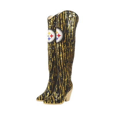  Pittsburgh Steelers FABGATING by Cuce Over-the-Knee Two-Tone Sequin Boots