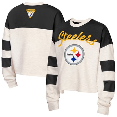 Pittsburgh Steelers Outerstuff Girls Youth Dynasty Terry Sweatshirt - Cream/Black