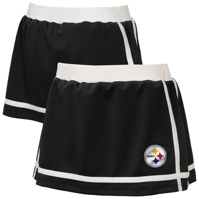  Pittsburgh Steelers WEAR by Erin Andrews Girls Youth Special Teams Striped Skort - Black