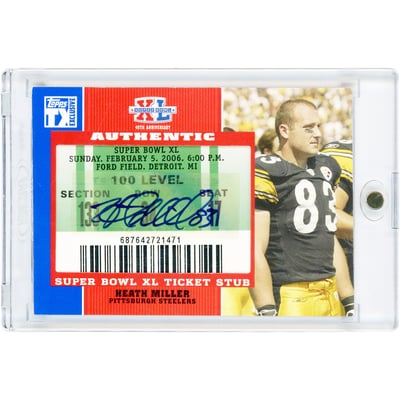 Heath Miller Pittsburgh Steelers Autographed 2007 Topps TX Exclusive Super Bowl XL Ticket Stub #SB-NM Card