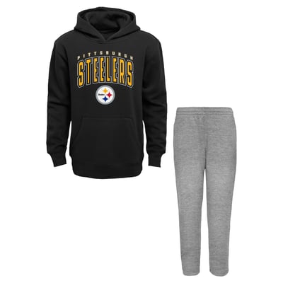 Pittsburgh Steelers Outerstuff Infant Step By Step Hoodie & Pants Set - Black/Gray