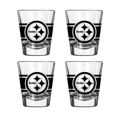 Pittsburgh Steelers Logo Brands Four-Piece Stripe Shot Glass Set
