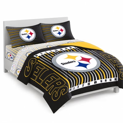 Logo Brands Pittsburgh Steelers Momentum Bed In A Bag - Queen