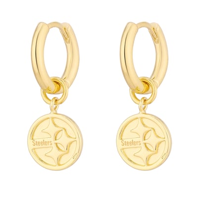 Pittsburgh Steelers LUV AJ  Logo Charm Huggie Earrings 
