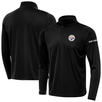 Pittsburgh Steelers Antigua  Personalized Tribute Quarter-Zip Pullover - Black
