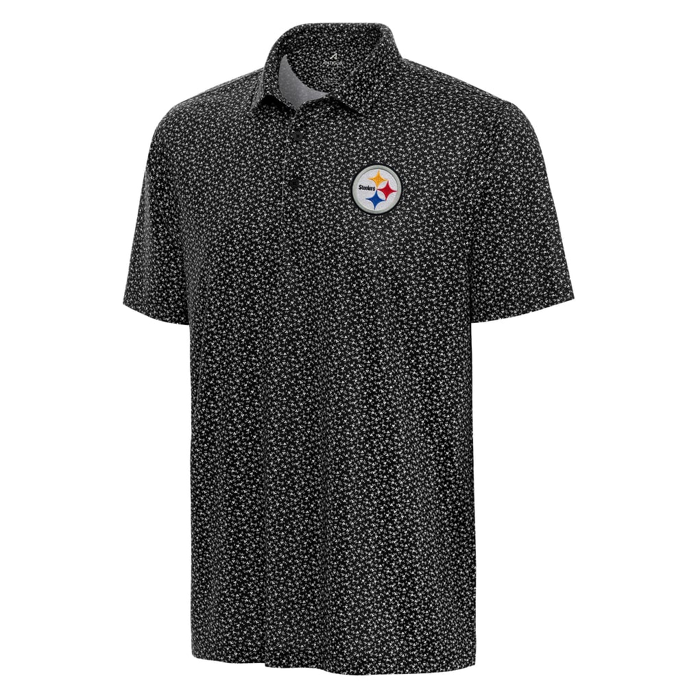 Vegorus Men's Pittsburgh Steelers Antigua Black Vigorous Polo