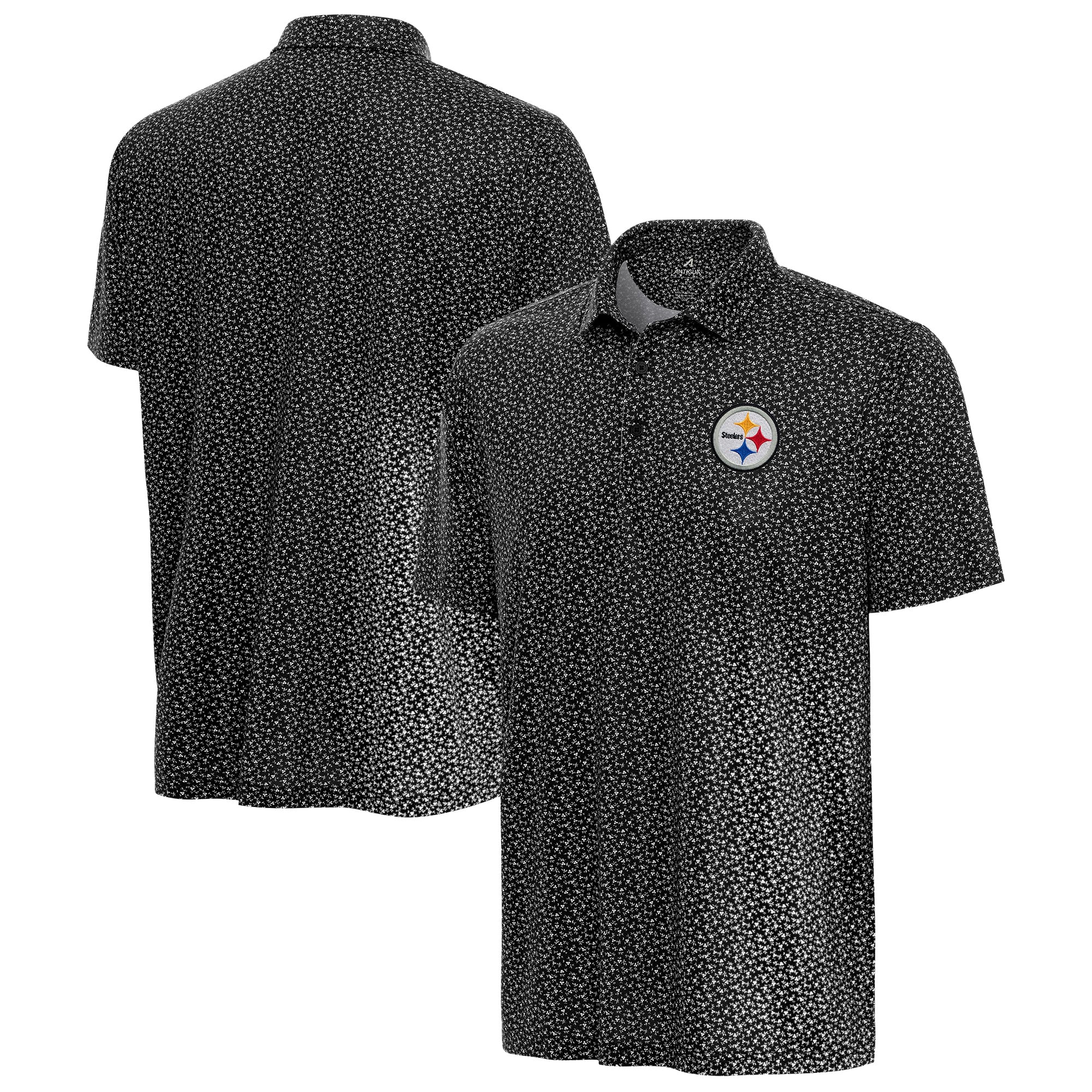 Men's Pittsburgh Steelers Antigua Black Vigorous Polo