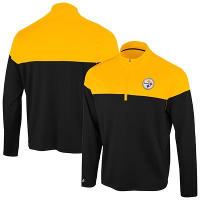 Pittsburgh Steelers Antigua Hinder Quarter-Zip Pullover - Black/Gold