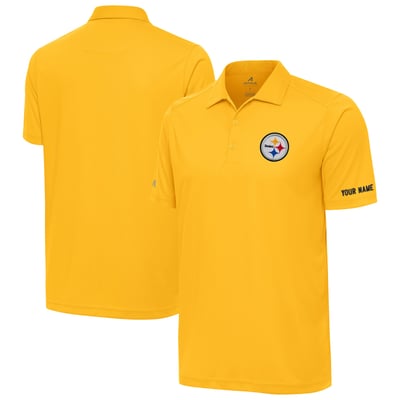 Pittsburgh Steelers Antigua  Personalized Tribute Polo - Gold