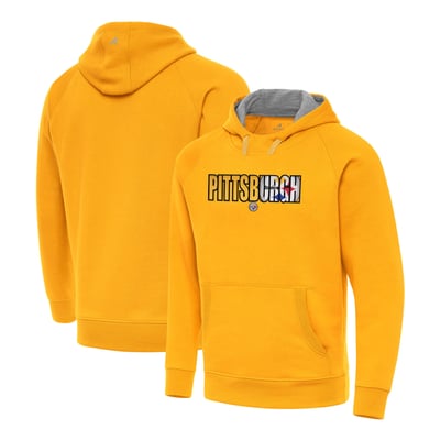 Pittsburgh Steelers Antigua Woodland Camo Victory Hoodie - Gold