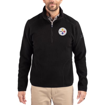 Pittsburgh Steelers Cutter & Buck Cascade Eco Sherpa Fleece Quarter-Zip Pullover Jacket - Black