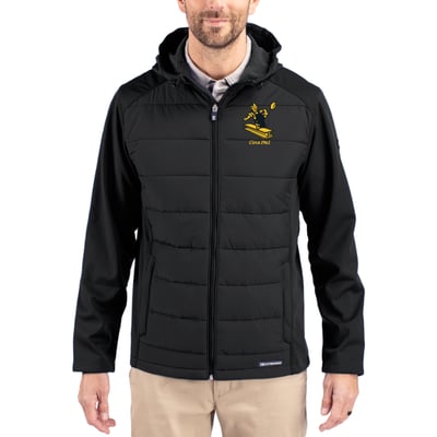 Pittsburgh Steelers Cutter & Buck Throwback Evoke Hybrid Eco Softshell Recycled Full-Zip Hoodie Jacket - Black