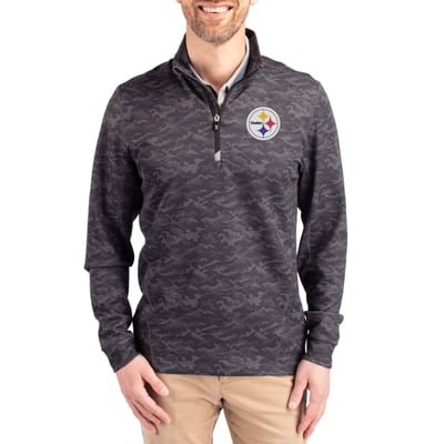 Pittsburgh Steelers Cutter & Buck   Traverse Camo Print Stretch Quarter-Zip Top - Black
