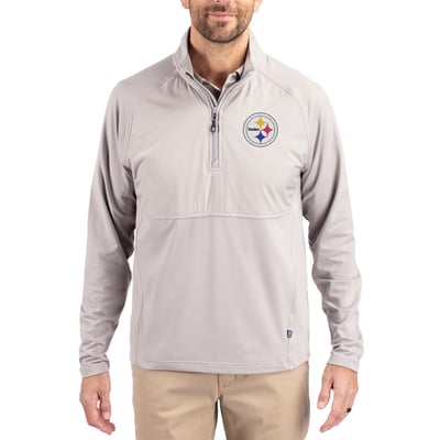 Pittsburgh Steelers Cutter & Buck Adapt Eco Knit Hybrid Recycled Quarter-Zip Raglan Jacket - Gray