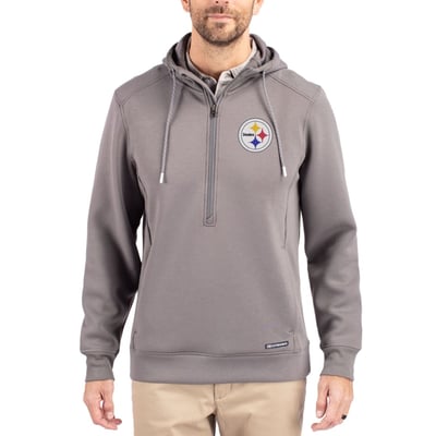 Pittsburgh Steelers Cutter & Buck Primary Mark Roam Eco Recycled Half-Zip Pullover Hoodie - Gray