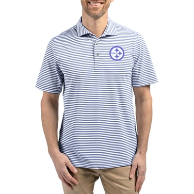 Pittsburgh Steelers Cutter & Buck Virtue Eco Pique Stripe Recycled Polo - Purple