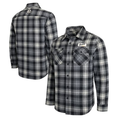  Pittsburgh Steelers Darius Rucker Collection by Fanatics Plaid Button-Up Flannel Shirt - Black