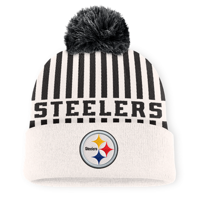 Pittsburgh Steelers Fanatics Streak Cuffed Knit Hat with Pom - Cream/Black