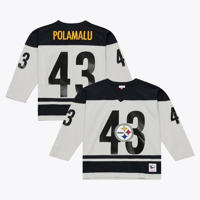 Troy Polamalu Pittsburgh Steelers Mitchell & Ness Too Maxxed Out Hockey Fashion Jersey T-Shirt - Gray