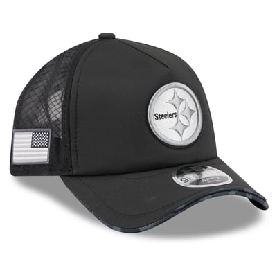 Pittsburgh Steelers New Era 2026 Salute To Service Apex 9FORTY Adjustable Trucker Hat - Black