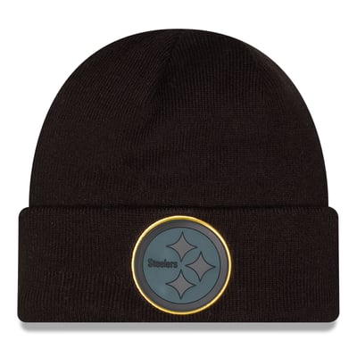 Pittsburgh Steelers New Era Chrome Cuffed Knit Hat - Black