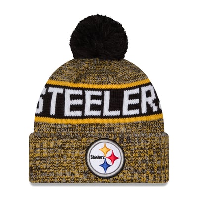 Pittsburgh Steelers New Era Marled Cuffed Knit Hat with Pom - Black