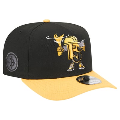 Pittsburgh Steelers New Era Cartoon A-Frame 9FIFTY Snapback Hat - Black/Gold