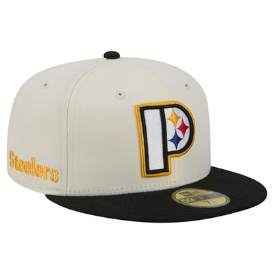 Pittsburgh Steelers New Era Deceptor 59FIFTY Fitted Hat - Cream/Black
