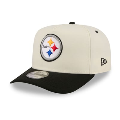 Pittsburgh Steelers New Era Rear Wordmark A-Frame 9FIFTY Snapback Hat - Cream/Black