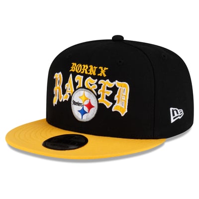 Pittsburgh Steelers New Era x Born x Raised 9FIFTY Snapback Hat - Black/Gold