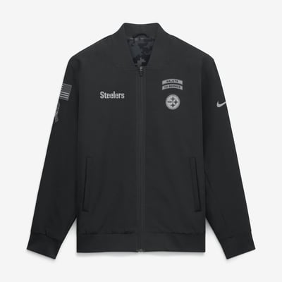  Pittsburgh Steelers Nike 2026 Salute to Service Sideline Full-Zip Bomber Jacket - Black