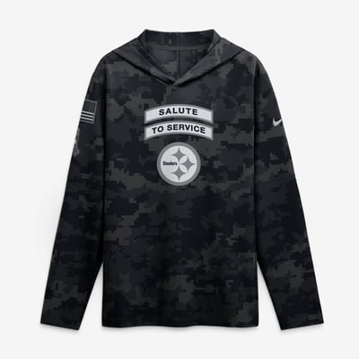  Pittsburgh Steelers Nike 2026 Salute to Service Sideline Lightweight Hooded Dri-FIT Long Sleeve Top - Black