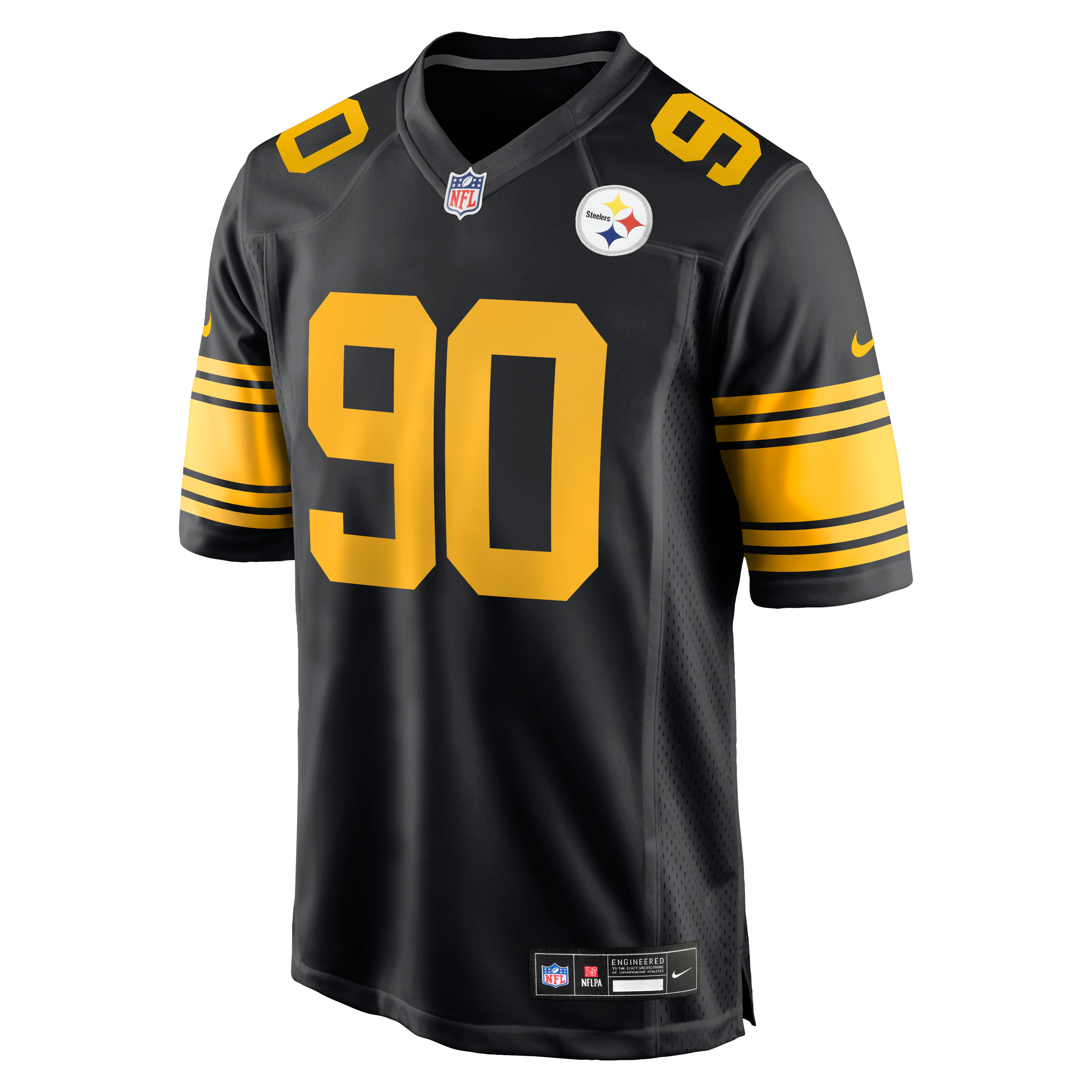 T.J. Watt #90 Pittsburgh Steelers Alternate Game Jersey - Black - angle 8