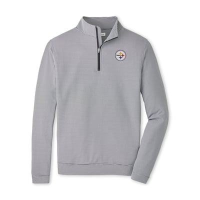 Pittsburgh Steelers Peter Millar Perth Sugar Stripe Performance Quarter-Zip Pullover - Black/White