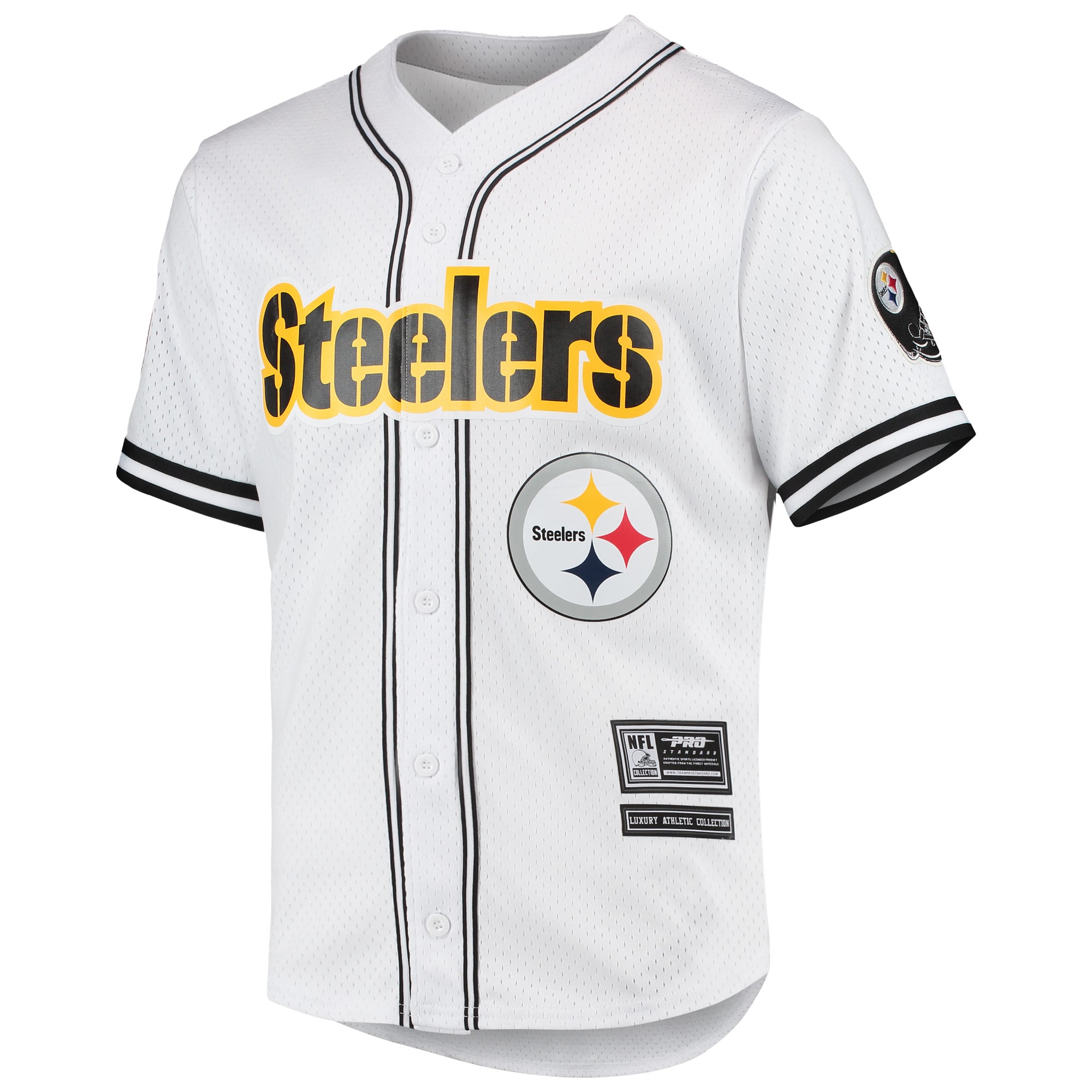 Men's Pittsburgh Steelers Pro Standard White Mesh Button-Up Shirt