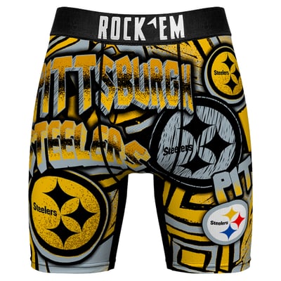  Pittsburgh Steelers Rock Em Sketched Out Boxer Briefs - Black