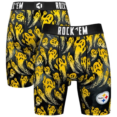 Pittsburgh Steelers Rock Em Socks Halloween Ghost Fade Boxer Briefs - Black
