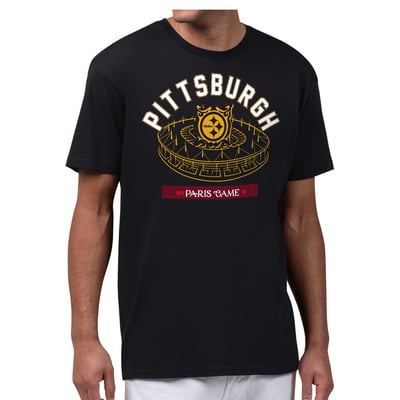  Pittsburgh Steelers Starter 2026 NFL Paris Game Stadium Graphic T-Shirt - Black