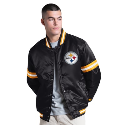 Pittsburgh Steelers Starter Courtside Varsity Full Snap Jacket - Black