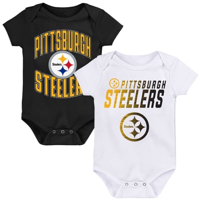 Pittsburgh Steelers Outerstuff Newborn & Infant Snuggle Blitz 2-Pack Bodysuit Set - Black/White