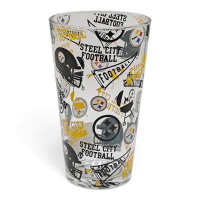 Pittsburgh Steelers Pegasus 16oz Scatter Logos Pint Glass